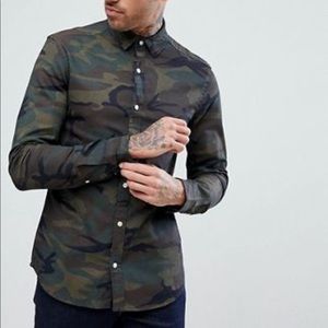 Asos Skinny Denim Shirt Camo Print